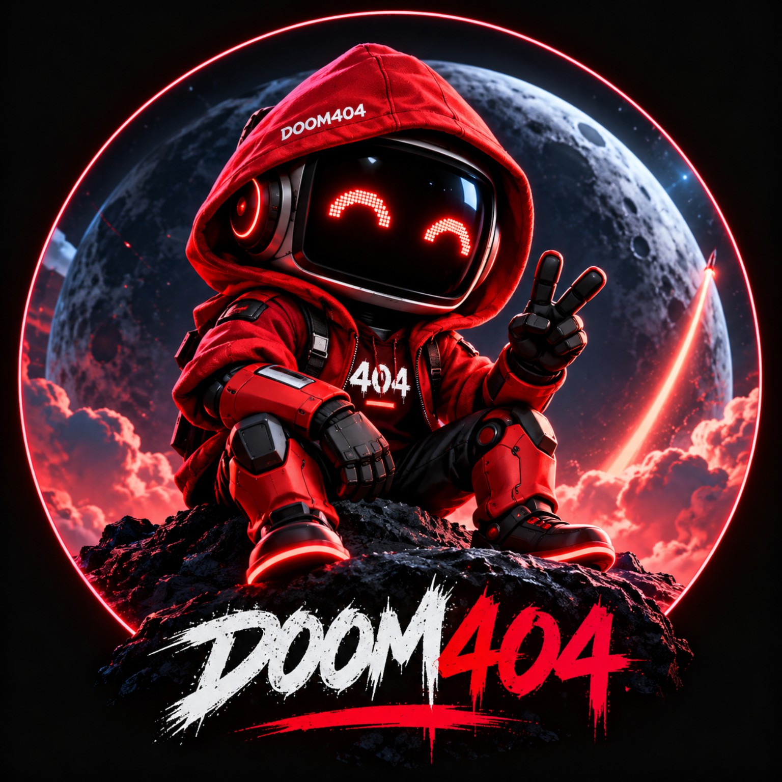DOOM404 red-hood robot mascot
